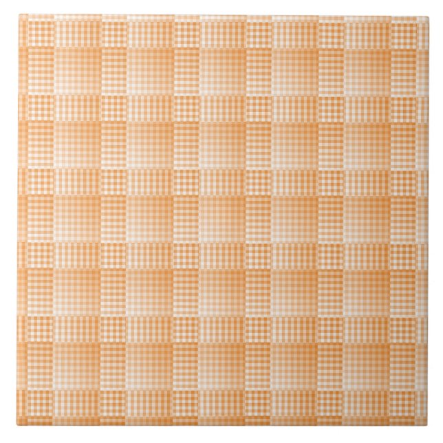 Padrão Abstrato Xadrez Laranja Branco (Frente)