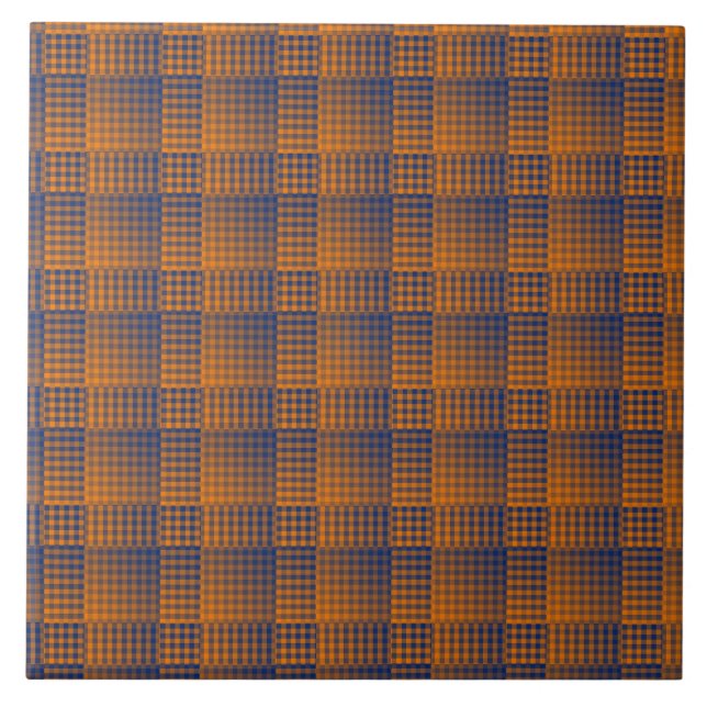 Padrão Abstrato Xadrez Laranja Roxo (Frente)
