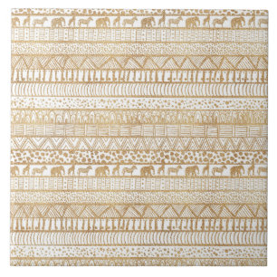 Padrão Africano Trendy Branco e Dourado Tribal