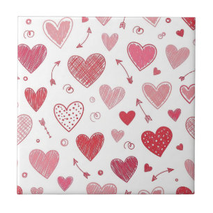Padrão Alegre de Corações de São Valentim Desenhad