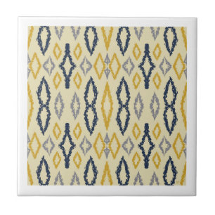 Padrão Amarelo Azul Ikat marroquino