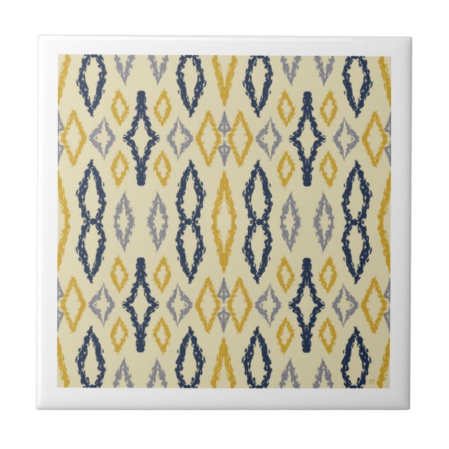 Padrão Amarelo Azul Ikat marroquino (Frente)