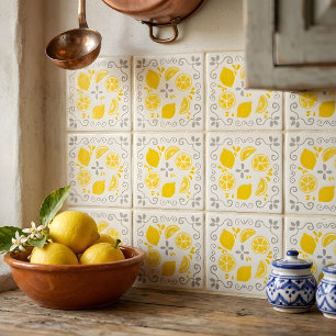 Padrão Amarelo Cinza de Limões Desenhados à Mão Ca