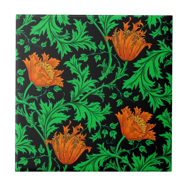 Padrão Anemone Morris, Laranja, Verde e Preto (Frente)