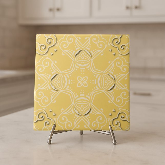 Padrão Antiquado Barroco Amarelo Vintage Damask (Criador carregado)