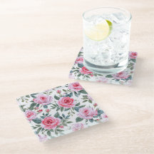 Padrão Aquarela Cottagecore Floral Rosa