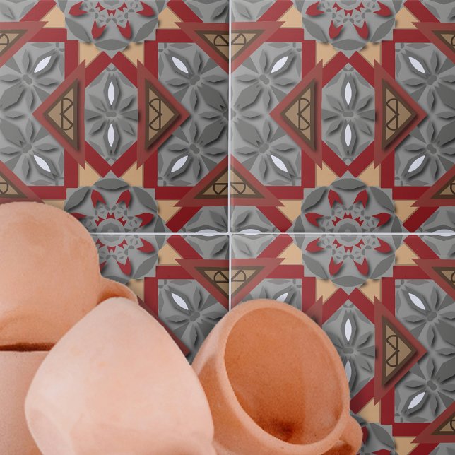 Padrão Árabe da Mesquita Étnica da Cinza Borgonha (Criador carregado)