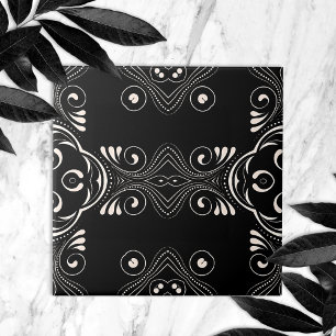 Padrão Árabe Elegante do Barroco Branco e Preto