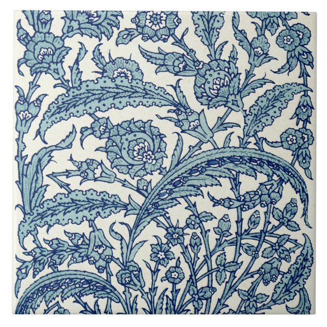Padrão Árabe Floral de Ornamentado Azul (Frente)