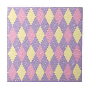 Padrão Argyle Amarelo Rosa Roxo Elegante