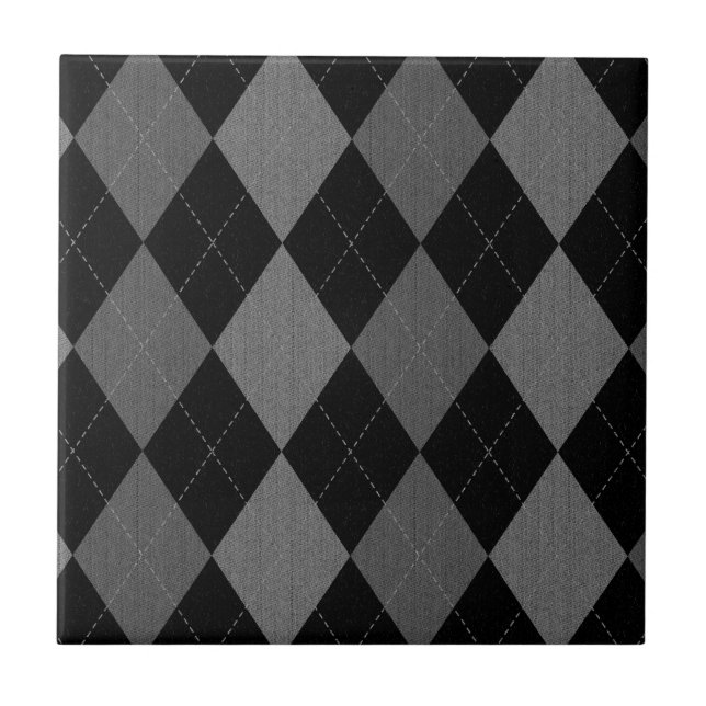 Padrão Argyle Preto e Cinza Carvão (Frente)