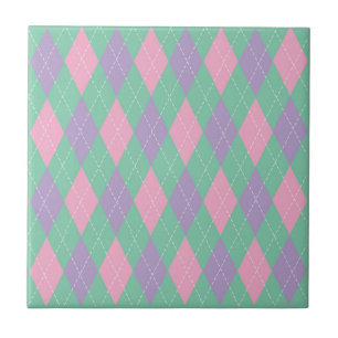 Padrão Argyle Verde Laranja Rosa Elegante