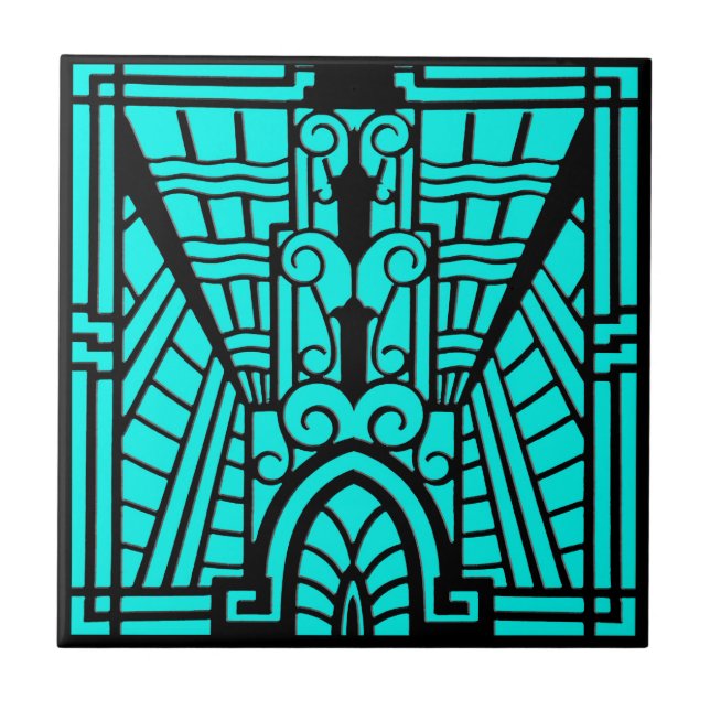 Padrão arquitetônico Deco, Turquesa e Preto (Frente)