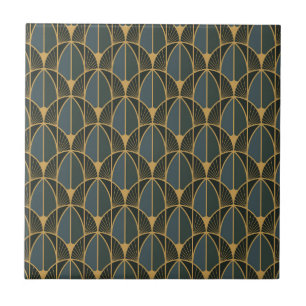 padrão Art Deco com formas geométricas douradas Ce