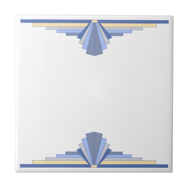 Padrão Art Deco em Cinza Azul (Frente)