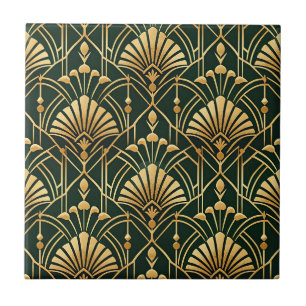 Padrão Art Déco em Ouro Esmeralda
