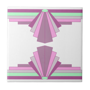 Padrão Art Deco em rosa e verde