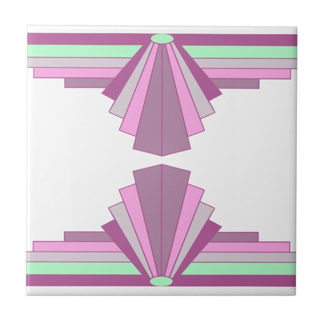 Padrão Art Deco em rosa e verde (Frente)