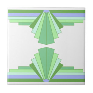 Padrão Art Deco em Verde e Azul