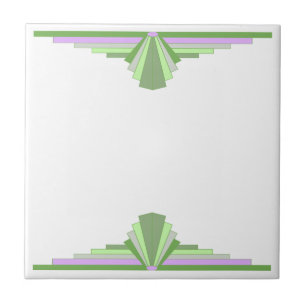 Padrão Art Deco em Verdes e Rosa
