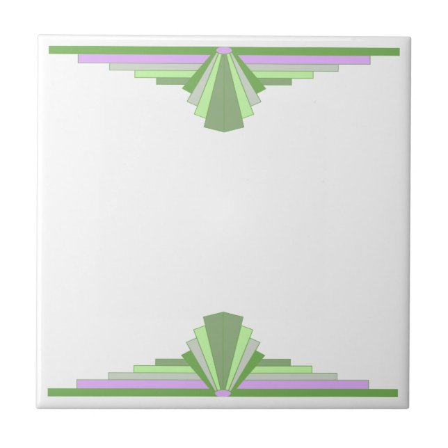 Padrão Art Deco em Verdes e Rosa (Frente)