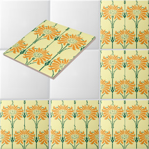 Padrão Art Nouveau de Flores de Crisântemo