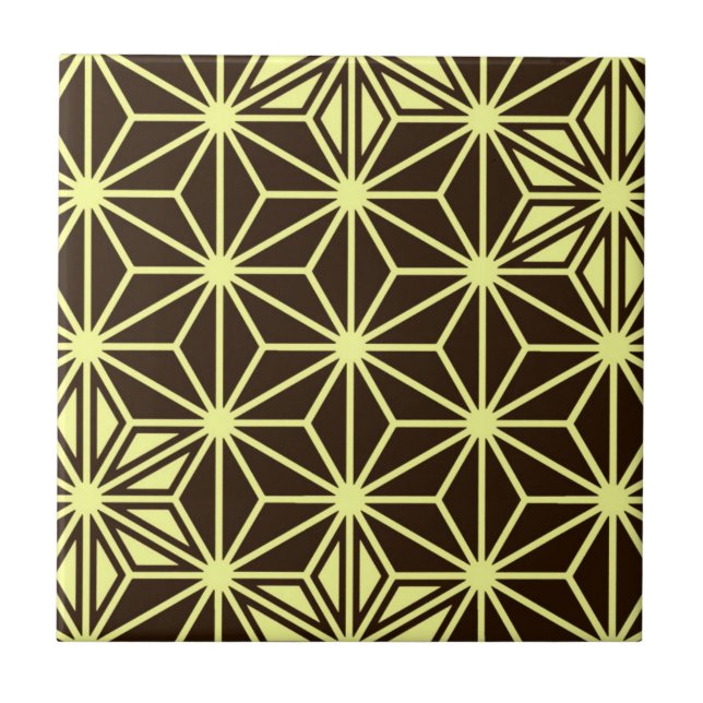 Padrão Asanoha japonês - marrom e amarelo (Frente)