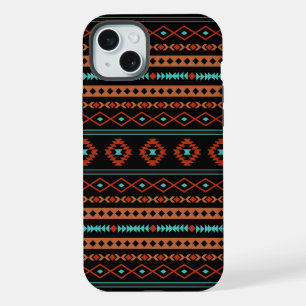 Padrão Aztec Rusts Teal Black Mixed Motifs
