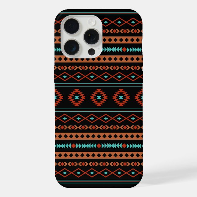 Padrão Aztec Rusts Teal Black Mixed Motifs (Verso)