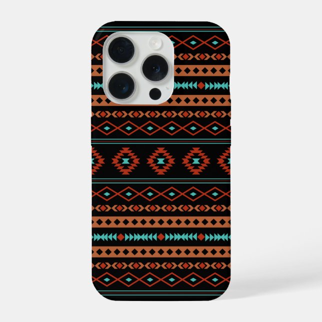Padrão Aztec Rusts Teal Black Mixed Motifs (Verso)