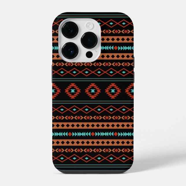 Padrão Aztec Rusts Teal Black Mixed Motifs (Verso)