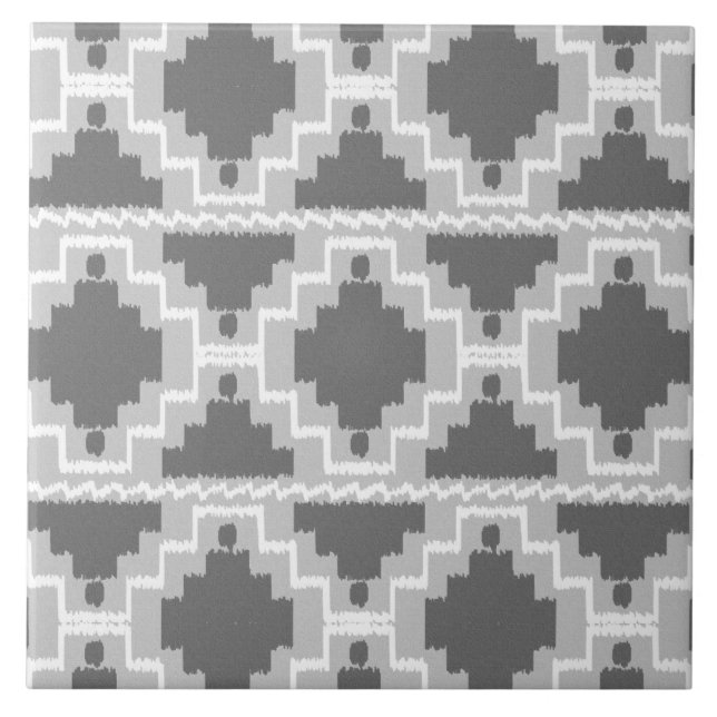 Padrão Azteca Ikat - Cinza escuro e claro (Frente)
