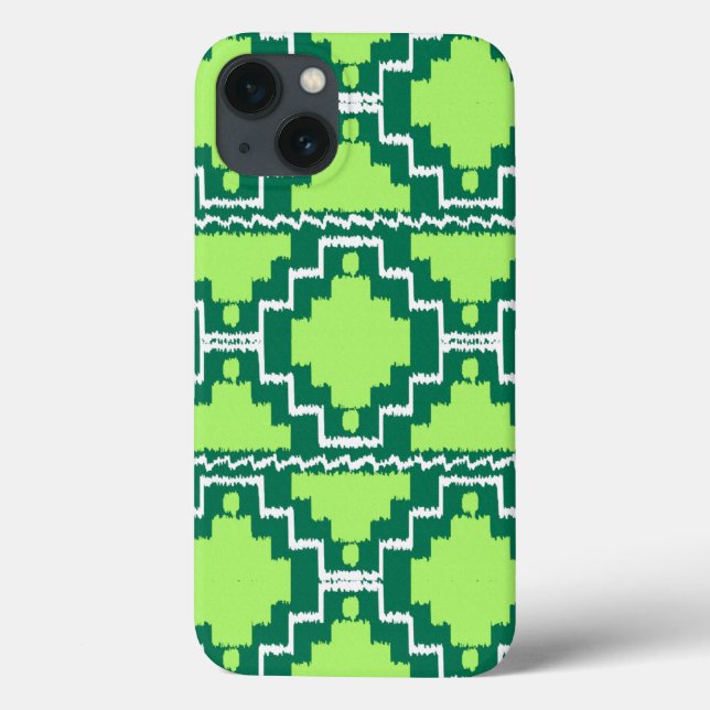 Padrão Azteca Ikat - Floresta e Verde Lima (Verso)