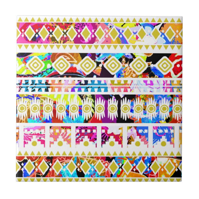 Padrão azteca tribal colorido fofo (Frente)