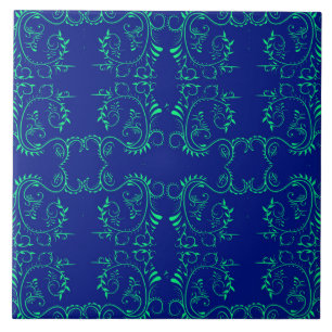 Padrão azul de vinha abstrato verde