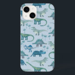 Padrão Azul do Dinossauro<br><div class="desc">Muitos dinossauros azuis,  Tyrannosaurus rex,  Spinossauro,  Stegossauro,  Diplodocuments e Tricerátops. Socorro! Arte original de Nic Squirrell.</div>