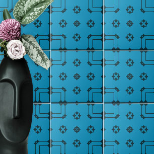 Padrão Azul e Indigo no Estilo Mosaico Ornamental