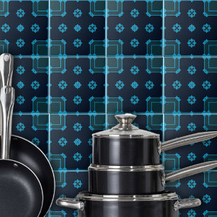 Padrão Azul e Indigo no Estilo Ornamental Mosaico