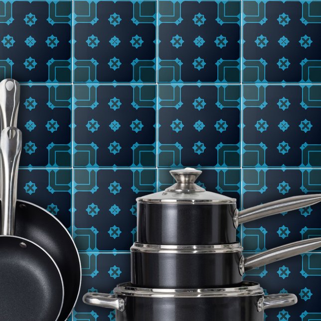 Padrão Azul e Indigo no Estilo Ornamental Mosaico (Criador carregado)