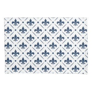 Padrão azul escuro Fleur De Lis sobre fundo branco