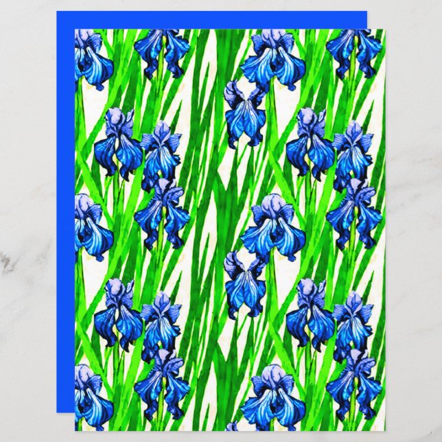 Padrão Azul Iris Watercolor (Frente/Verso)