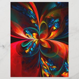 Padrão Azul Laranja-Abstrato Floral Moderno #14