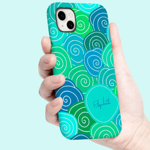 Padrão Azul Verde Vintage Caprichoso Personalizado