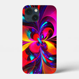 Padrão Azul Vermelho Abstrato Floral Moderno #07