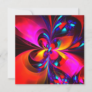 Padrão Azul Vermelho Abstrato Floral Moderno #07