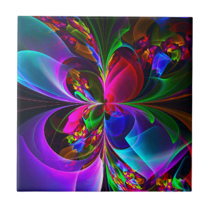 Padrão Azul Vermelho Abstrato Floral Moderno #12