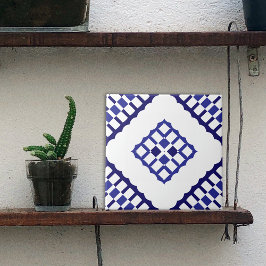 Padrão Azulejo Geométrico Azulejo Azul e Branco