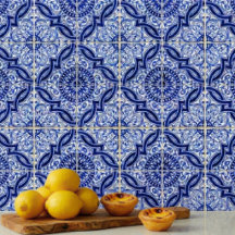 Padrão Azulejo mediterrânico azul e branco