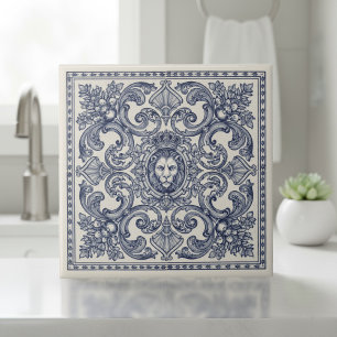 Padrão Barroco Ornate Pat#1 Azul Marfim ID1194
