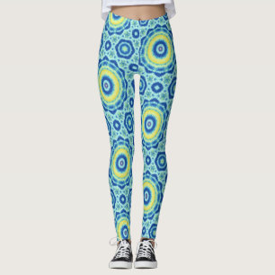 Padrão Blue Tie Dye Mandala - Leggings